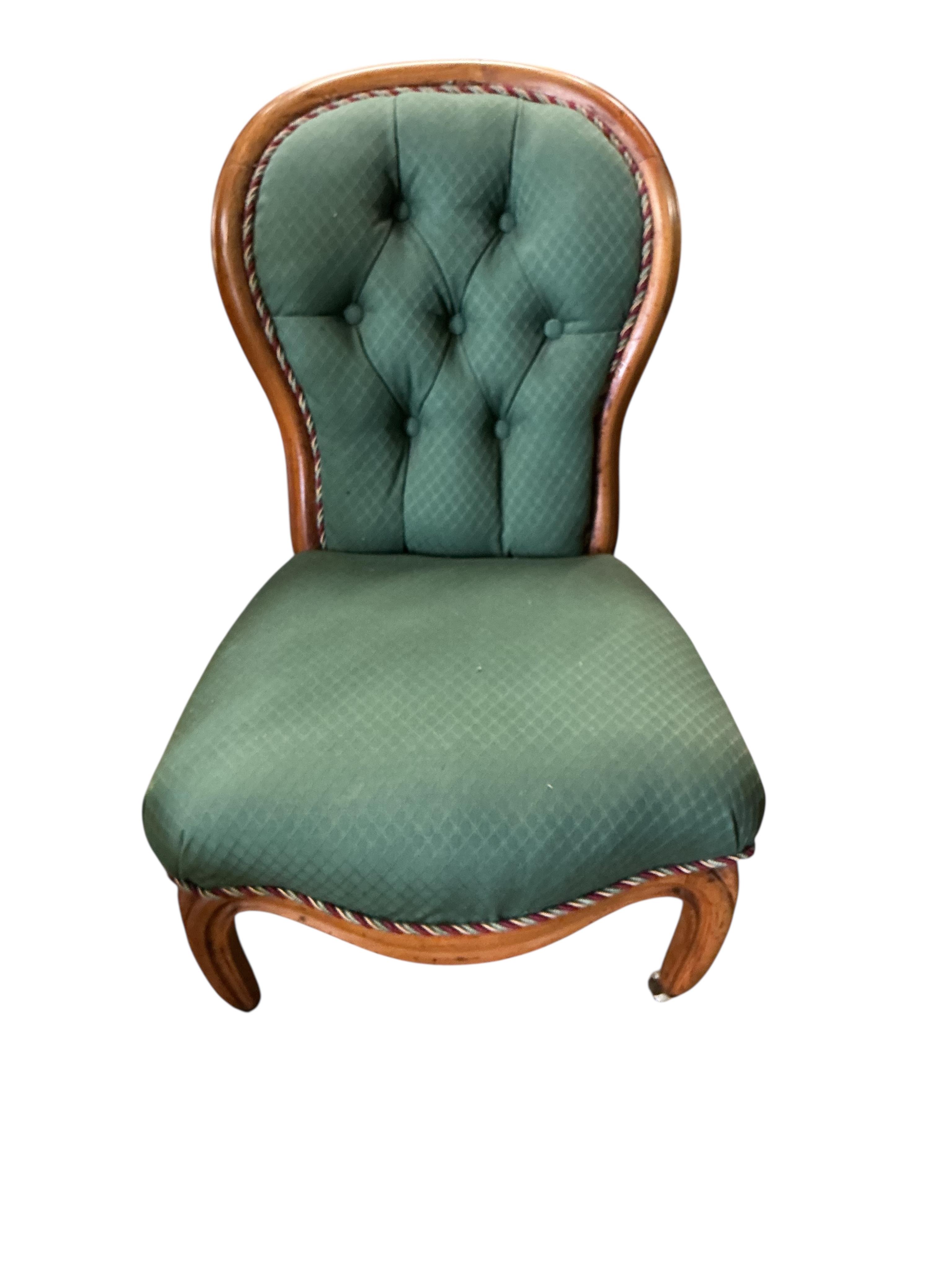 Two Victorian upholstered nursing chairs, larger width 56cm, depth 51cm, height 78cm